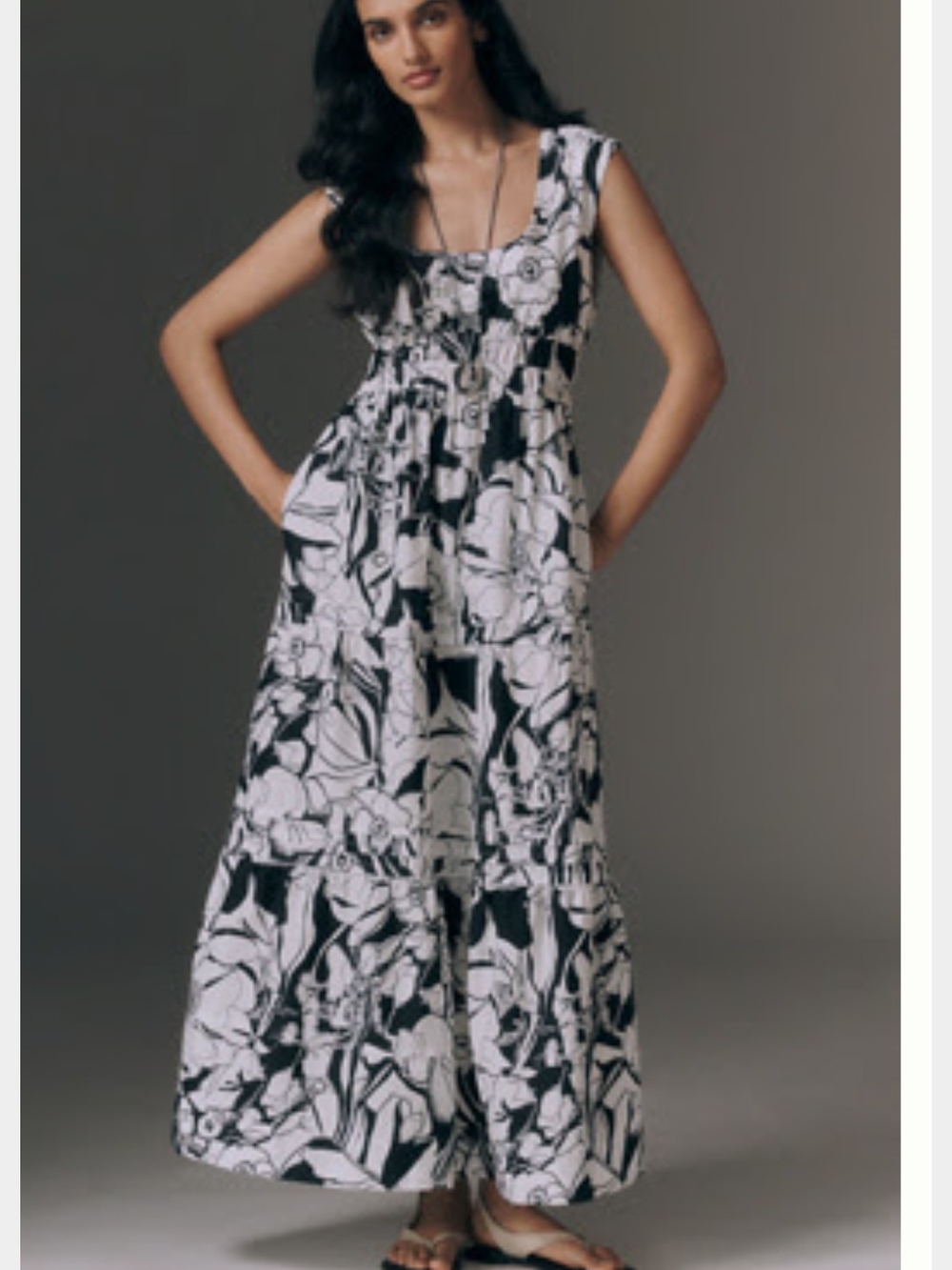The Somerset Sleeveless Black & White Floral Maxi Dress Anthropologie